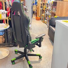 GTレーシング ゲーミングチェア デスクチェア オフィスチェア リクライニング  ブラック×グリーン 黒 GTRACING★買取帝国 志木店の画像