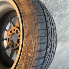 ホイール[16 × 8JJ +25 ]＋タイヤ [205/45R16]4本セット（ひっぱり・塗装あり）[CR-Z/スイフトスポーツ]の画像