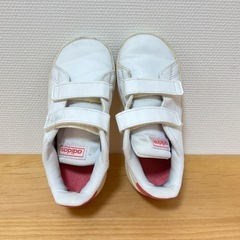 adidas ホワイト/ピンク アドバンコート　16.5cmの画像