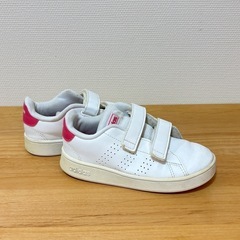 adidas ホワイト/ピンク アドバンコート　16.5cmの画像