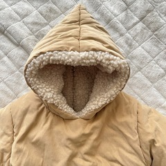 韓国子ども服 小人コート 小人ジャケット ボア　ベージュ 90 100の画像