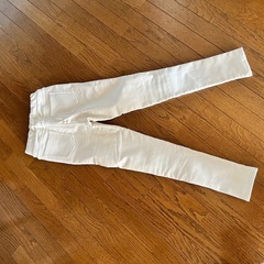 裏起毛 スキニーパンツ ホワイト M ウエストゴムの画像