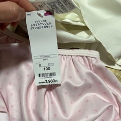 新品 タグ付き 100 オフショル セパレート 水着 ピンク ハートの画像