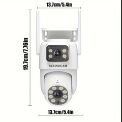 【182】新品1台 2.4GHz デュアルレンズ 屋外 Wi-Fi 720p高画質スマートカメラ〈IP65防水〉の画像