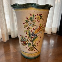 * イタリア製 マヨリカ焼 アンティーク 傘立て 陶器 傘たて ハンドペイント インテリアの画像