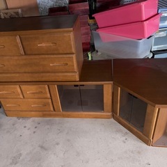 GY1219  テレビボード サイドボード コーナー テレビ台　3点セット　カリモク　オーク TVボード　大川家具の画像