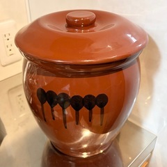 丸かめ 2号 漬物容器 3.6L 蓋付き レシピ付 陶器 ぬか漬け 梅漬け 保存容器 の画像
