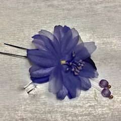 着物・浴衣　髪飾り2点セット(コーム・ピンタイプ／パープル） の画像