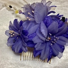 着物・浴衣　髪飾り2点セット(コーム・ピンタイプ／パープル） の画像