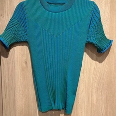 UNITED TOKYO 半袖ニット　グリーン　ブルーの画像