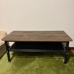 🌿‬センターテーブル 木目調×スチール 収納棚付き ろーてーぶの画像