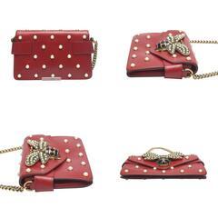 グッチ 453778 ハンドバッグ レッド  GUCCI ブロードウェイパールビー 2WAYバッグの画像