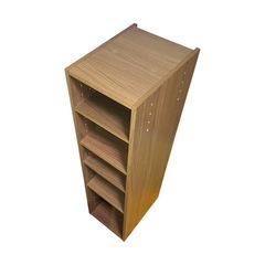 【極美品・5段】ニトリ カラーボックス カラボ スリム  3段 ミドルブラウンの画像