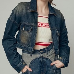 新品  ♡ EMODA エモダ ♡ クロップドデニムブルゾンの画像