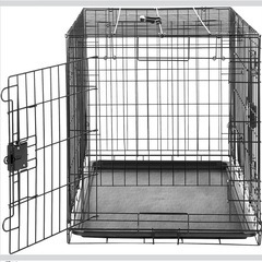 Amazonベーシック 犬 ペットケージ 折り畳み式 トレー付きダブルドアの画像