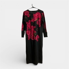 薔薇柄ニットワンピースの画像