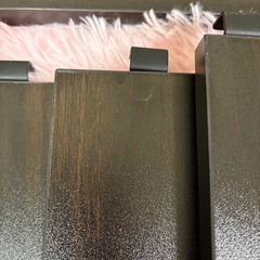 【使用期間短い美品✨️】ゴミ箱収納キッチンカウンター[幅120cm] ブラウン×ブラックの画像