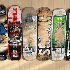 【12/22午前中限定】スケボーデッキ 板のみ 6枚セット車輪なし♪傷あり＊インテリア◎の画像