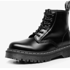 厚底 ブーツ 6ホール BOOTS ワークブーツ レディース ホワイトステッチの画像