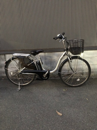 【京都発】京の楽チャリ　ヤマハ　電動アシスト自転車　銀色　パスwith 2017年モデル