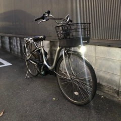 【京都発】京の楽チャリ　ヤマハ　電動アシスト自転車　銀色　パスwith 2017年モデルの画像