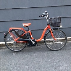 【京都発】京の楽チャリ　電動アシスト自転車　ヤマハ　オレンジ色　パスwith 2017年モデルの画像