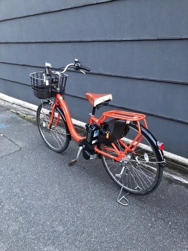 【京都発】京の楽チャリ　電動アシスト自転車　ヤマハ　オレンジ色　パスwith 2017年モデル