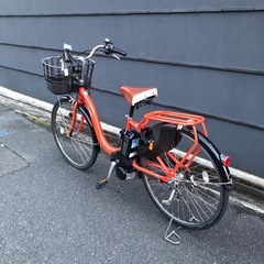 【京都発】京の楽チャリ　電動アシスト自転車　ヤマハ　オレンジ色　パスwith 2017年モデルの画像