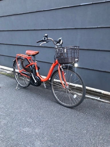 【京都発】京の楽チャリ　電動アシスト自転車　ヤマハ　オレンジ色　パスwith 2017年モデル