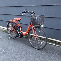 【京都発】京の楽チャリ　電動アシスト自転車　ヤマハ　オレンジ色　パスwith 2017年モデルの画像