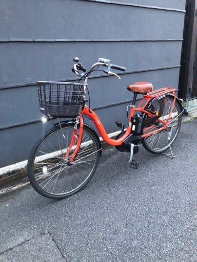 【京都発】京の楽チャリ　電動アシスト自転車　ヤマハ　オレンジ色　パスwith 2017年モデル