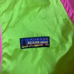 BEAMS mini フード付きジャケット 130cm ピンク/グリーンの画像