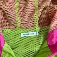 BEAMS mini フード付きジャケット 130cm ピンク/グリーンの画像