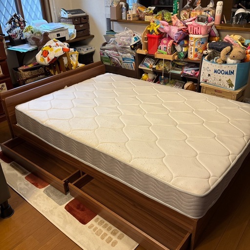 組み立て式収納ボックス付きセミダブルベット (かわんちょ) 宇陀の