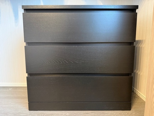 未使用】IKEA マルム 3段 ブラックブラウン