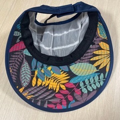 ネイビー サンバイザー 花とパール装飾の画像