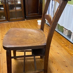 アンティーク　ダイニングテーブルと椅子２脚の画像