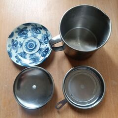 オイルポット 1000ml ステンレス製 受け皿付きの画像