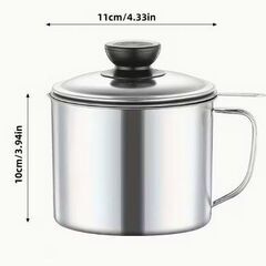 オイルポット 1000ml ステンレス製 受け皿付きの画像