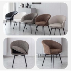 【美品】回転式ダイニングチェア（肘付き・レザー調）2脚セットの画像