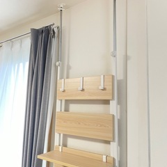 突っ張り棚　ナチュラル×ホワイトの画像