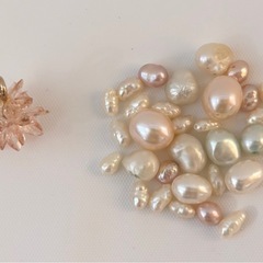 淡水パール　30粒　両穴　ジルコニア雪の結晶　ハンドメイド素材　パール　真珠　淡水パールバロック　の画像