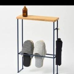BRUNO スリッパラック 天板付きインテリアスリムラック スチール製 の画像