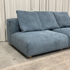 KL-11【新入荷　アウトレット品】ユーロコンフォート　ARURU コーデュロイ　ロースタイル2シーターソファ　ブルー系の画像