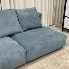 KL-11【新入荷　アウトレット品】ユーロコンフォート　ARURU コーデュロイ　ロースタイル2シーターソファ　ブルー系の画像