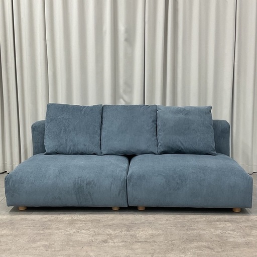 KL-11【新入荷　アウトレット品】ユーロコンフォート　ARURU コーデュロイ　ロースタイル2シーターソファ　ブルー系