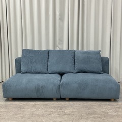 KL-11【新入荷　アウトレット品】ユーロコンフォート　ARURU コーデュロイ　ロースタイル2シーターソファ　ブルー系の画像