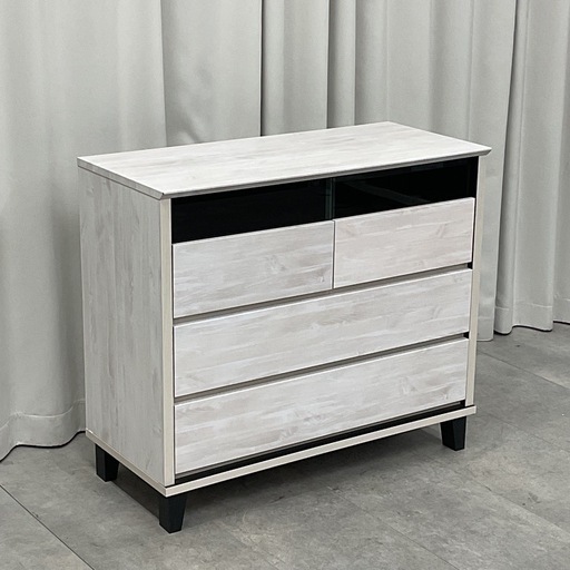 KL-13【新入荷　アウトレット品】トレニア90 WH AVチェスト3段　白