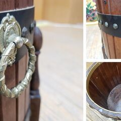 L21オールドカリモク木製樽型フラワーポッド (リメイク工房ワタナベ