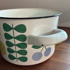 希少　Finel　エナメル　Veteta　両手鍋　ホーロー　エステリ・トムラ　フィネル　お鍋　ポット　北欧　ヴィンテージの画像